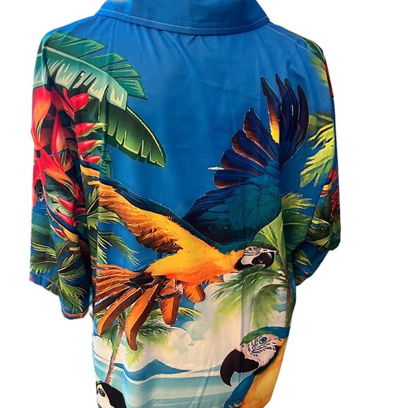 Macaw Parrot Men’s Misslook Blue Shirt Size XL - Picture 2 of 3